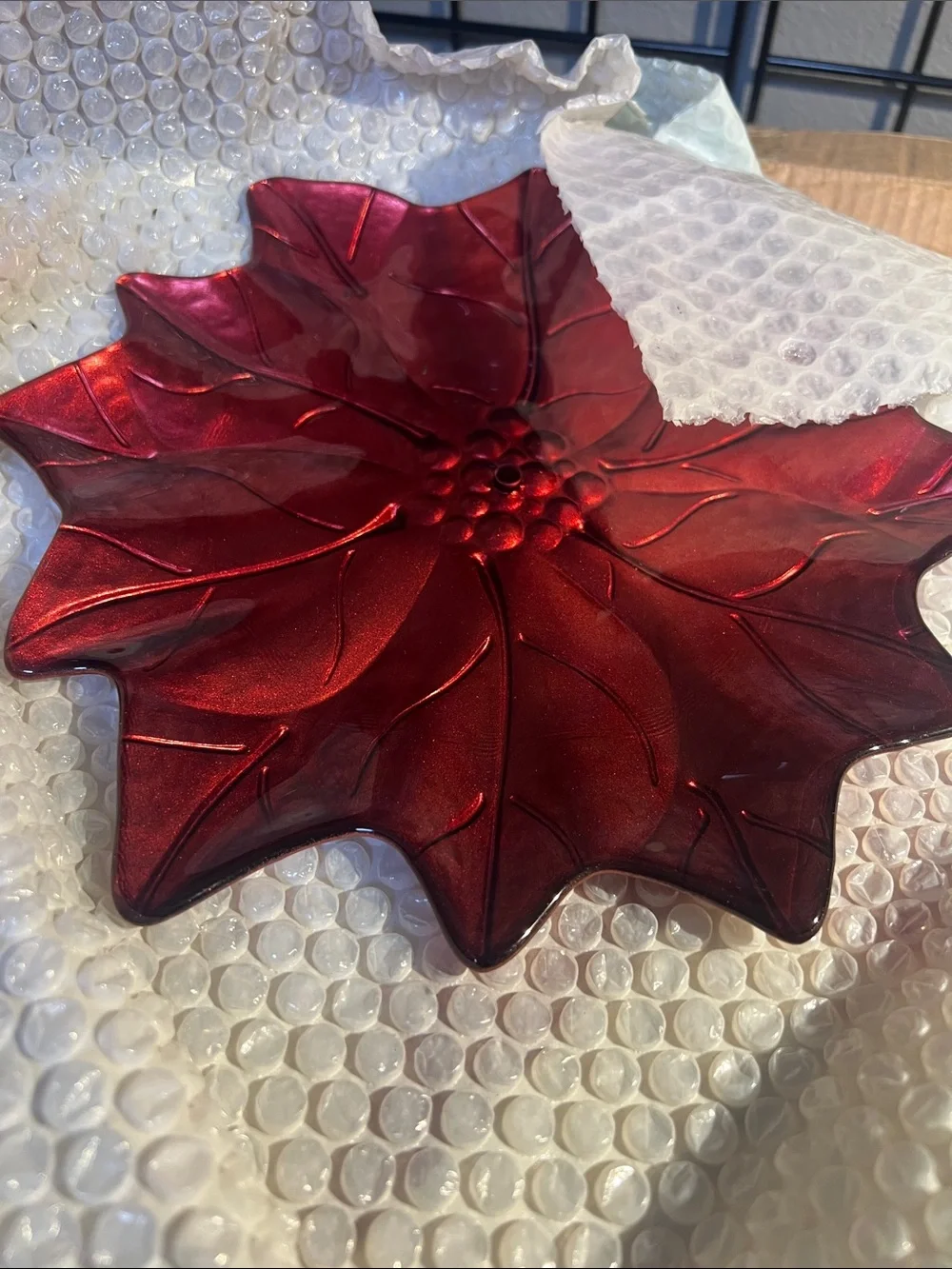 Princess House #4626 Holiday Red Poinsettia 3-Tiered Server Christmas NIB!